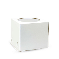 Коробка картонная для торта с окном ЕВ220 белая 240*240*220 (50)