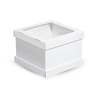 Коробка картонная для торта с окном ForGenika STRONG I S белая 260*260*200 (30)