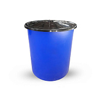 Бак мусорный пластиковый 100л с крышкой синий д58 h65см