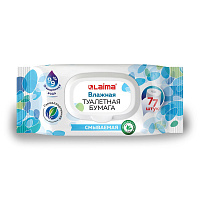 Туалетная бумага влажная биоразлагаемая с пласт. клапаном  77шт LAIMA 115224