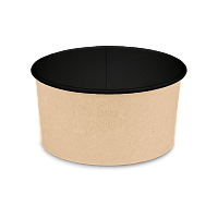 Контейнер картонный круглый Round Bowl 1000мл Black Wood без крышки d128/150*h77 OSQ (45/270)