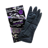 Перчатки резиновые хоз. с напылением Japan Style черные L (120)