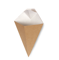 Контейнер картонный "Eco cone L" конус для картошки фри крафт DoEco (40/480)