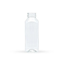 Бутылка ПЭТ 0,5л КВАДРАТНАЯ горло 38мм (широкое) прозрачная БЕЗ крышки (100) 