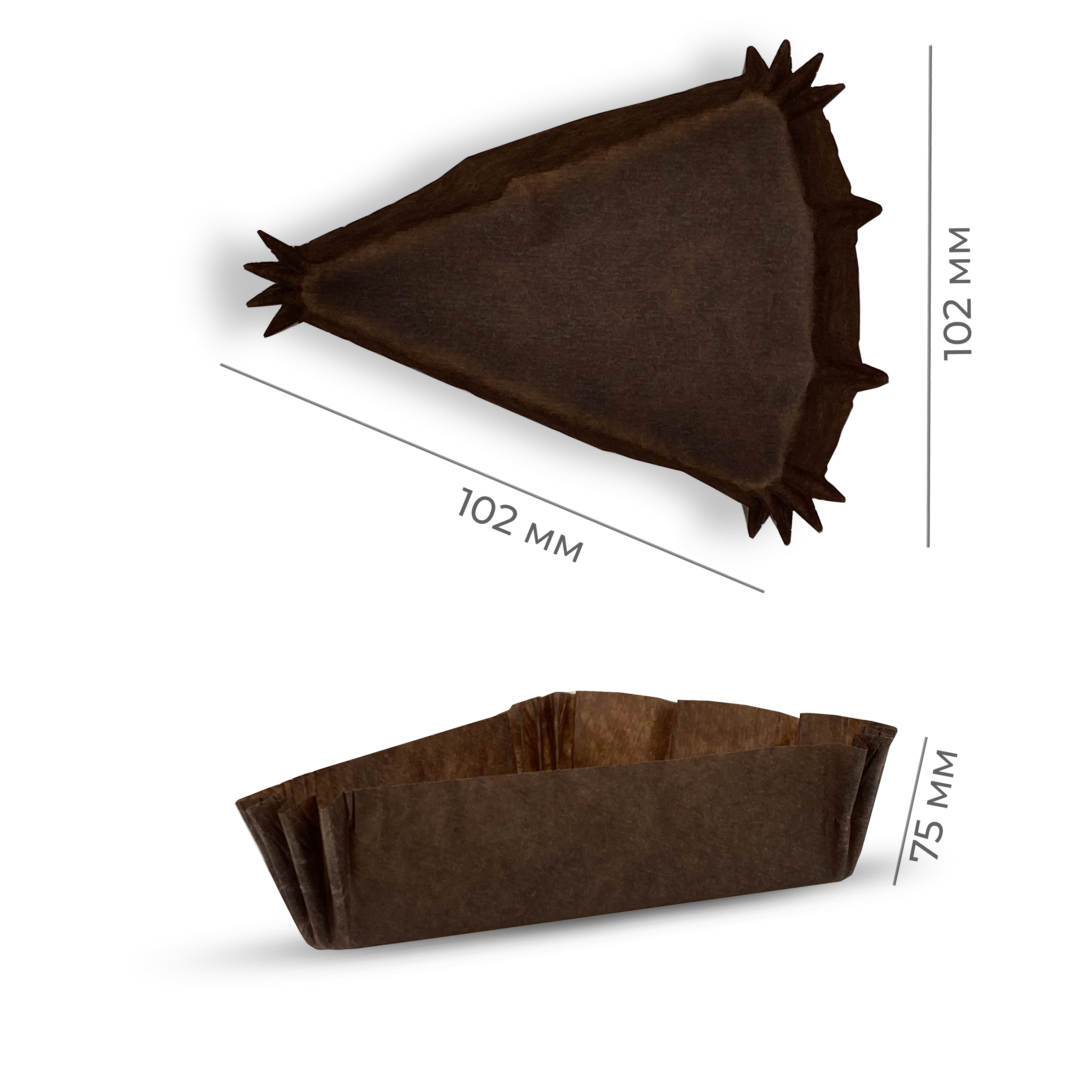 Тарталетки бумажные треугольные коричневые 75*102*25мм (1000/4000)