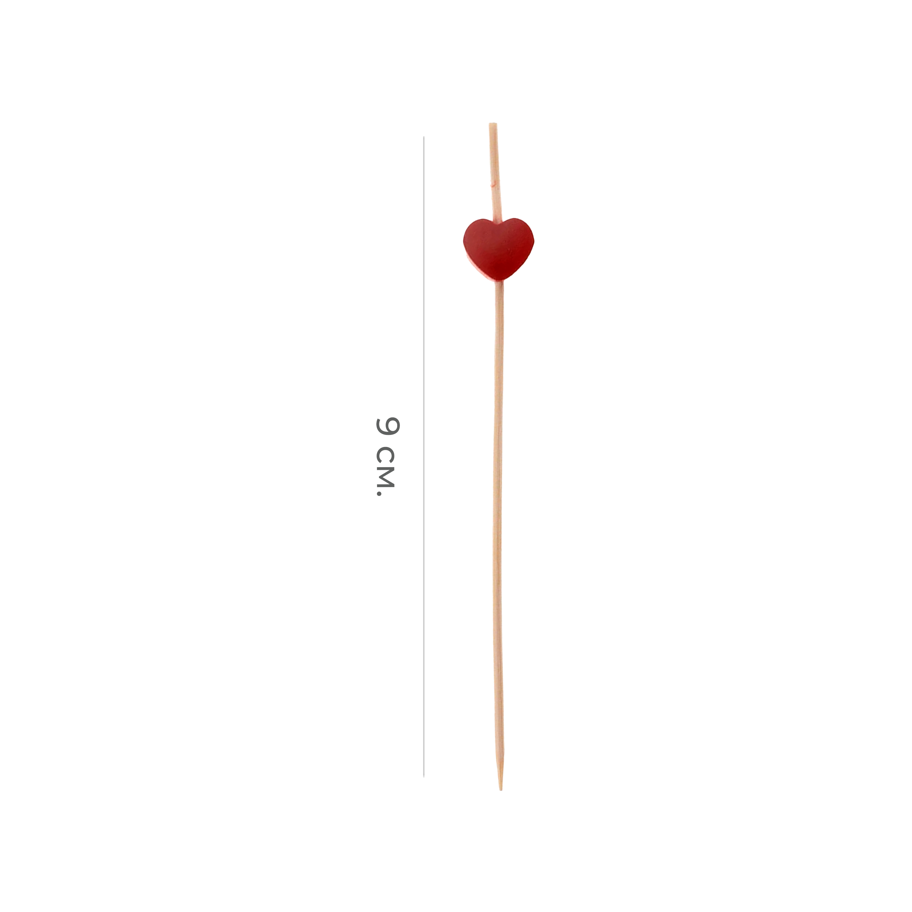 Пика деревянная для канапе Сердце красное  9 см ECO 100шт (100)